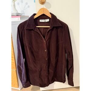 Brown Corduroy Button Up Shirt Oversized Shacket Fall Layering Minimalist ✨